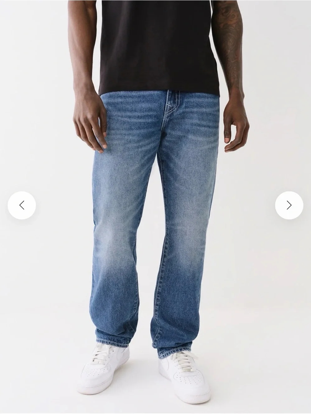 True Religion Men’s Ricky Ladder Stitch Straight Jean Kowloon Medium Wash